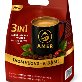 Vietnam Instant Coffee - 3 In 1 Instant Coffee From AMER - Bag of 50 sachets (29.98 Oz)