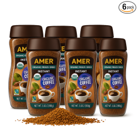 AMER - Organic Regular Instant Coffee, Vegan, 3.53 Ounces (Pack Of 6)